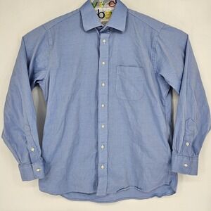Gitman Bros Shirt Mens 17 36 Button Pinpoint Ultra Fine Oxford Blue Long Sleeve
